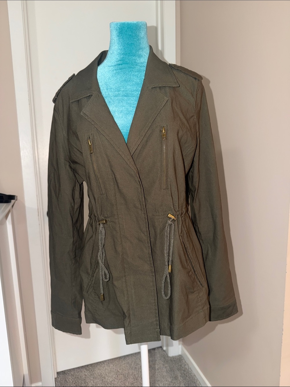 Women’s Olive Utility Drawstring Jacket